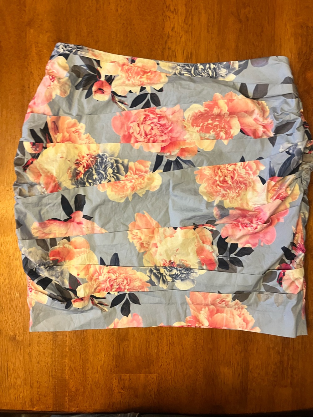 Express Light Blue Floral Waistband Skirt
